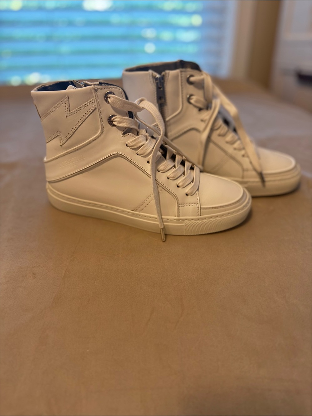 Zadig & Voltaire ZV1747 High Flash White Leather High-Top Sneakers Women’s 7 EU